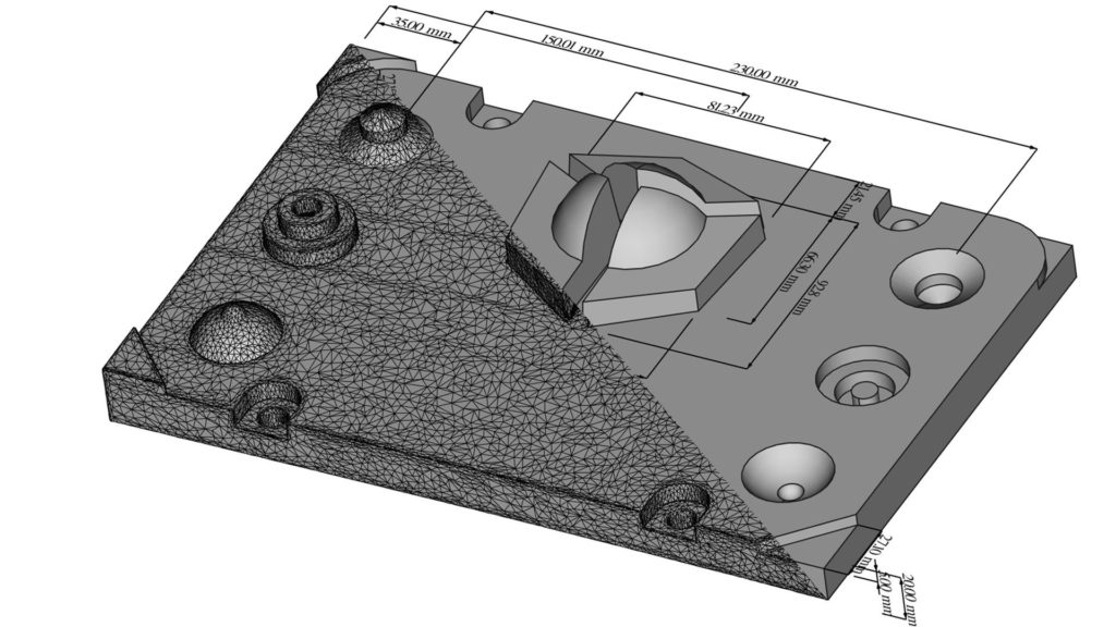 Split view of a 3D scan and a parametric model of the Holocreators demo part