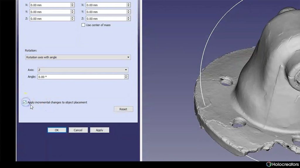 Checkbox to apply incremental changes to object placement in Freecad