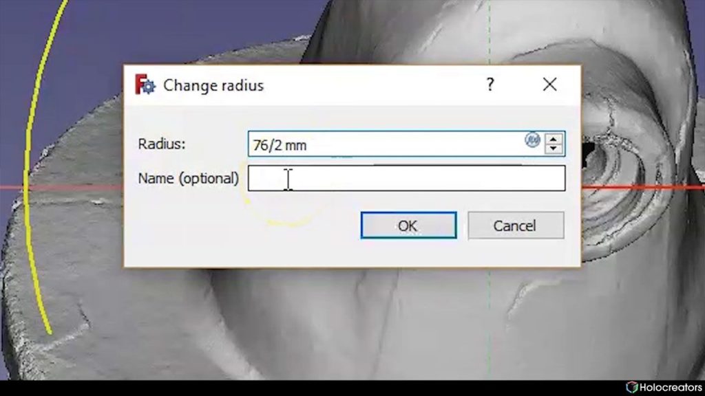 Window for radius change in Freecad