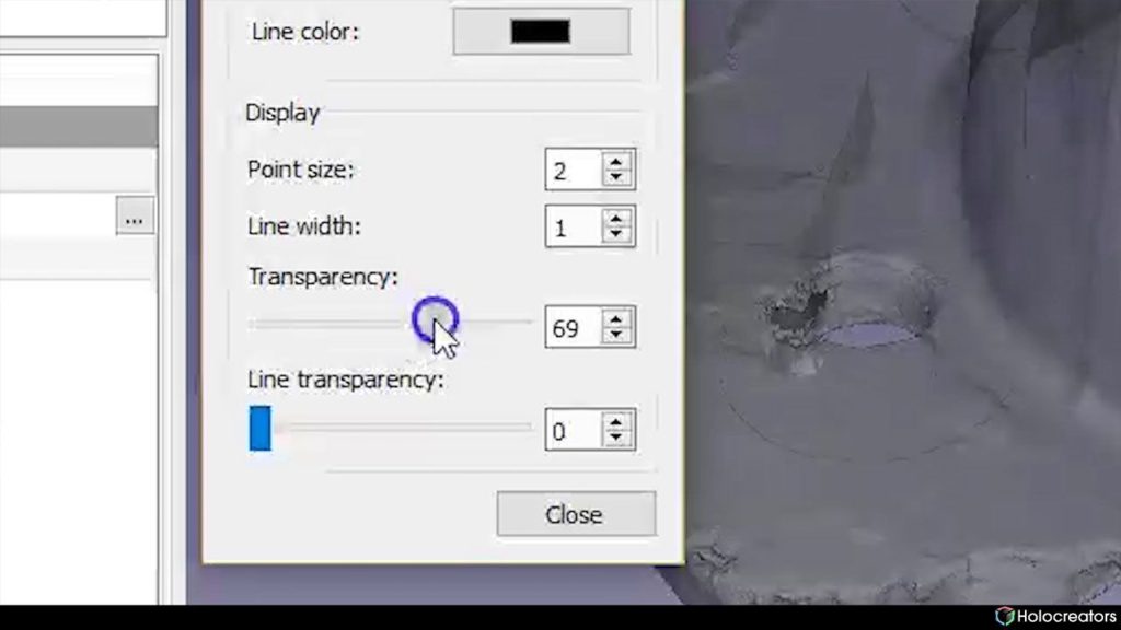 Transparency slider in Freecad