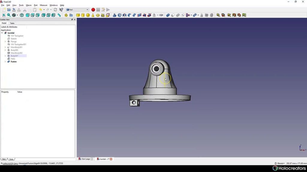 Reverse engineered solid model from 3D scan in Freecad