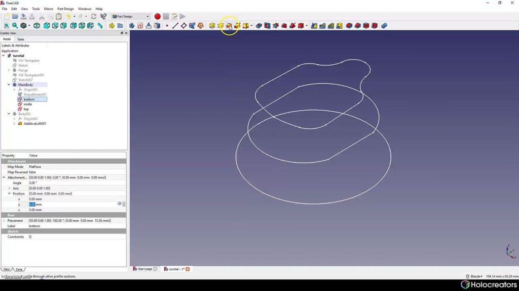 Loft profiles in Freecad