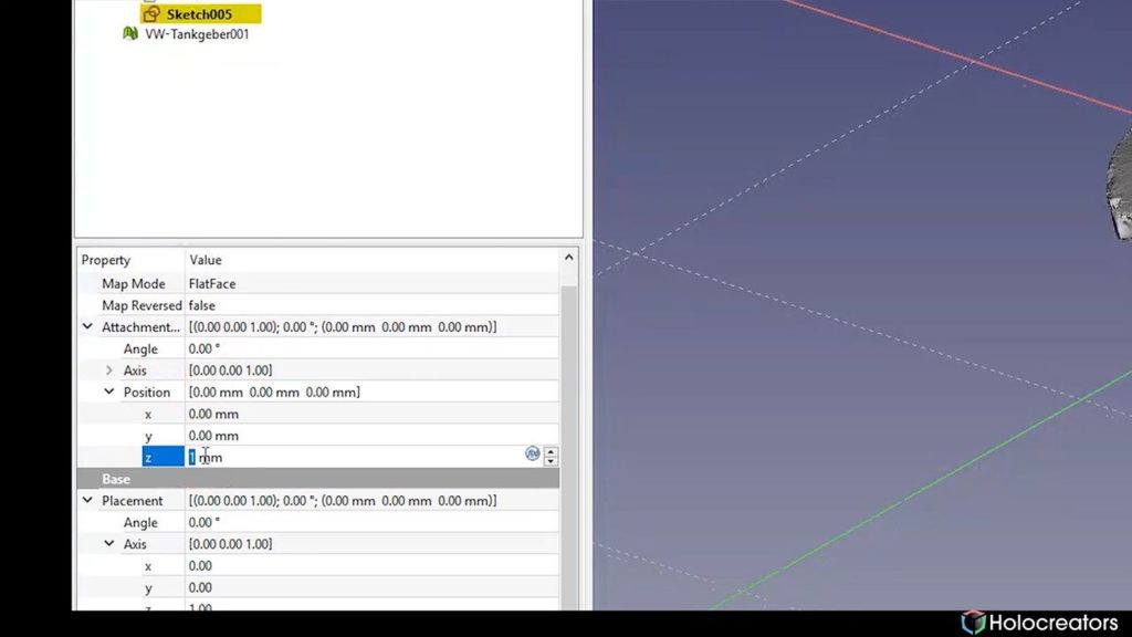 Changing the z-position of the plane in Freecad