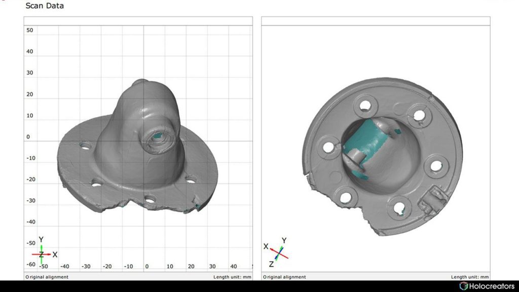 3D scan of a part inside the GOM inspect report