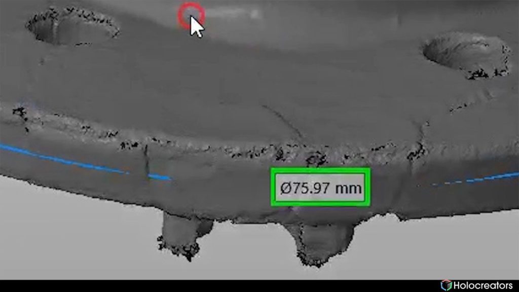 3D scan diameter measured in Netfabb